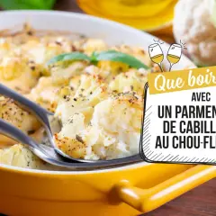 Un gratin de poisson et chou-fleur, parfait pour savoir quel vin avec du cabillaud.