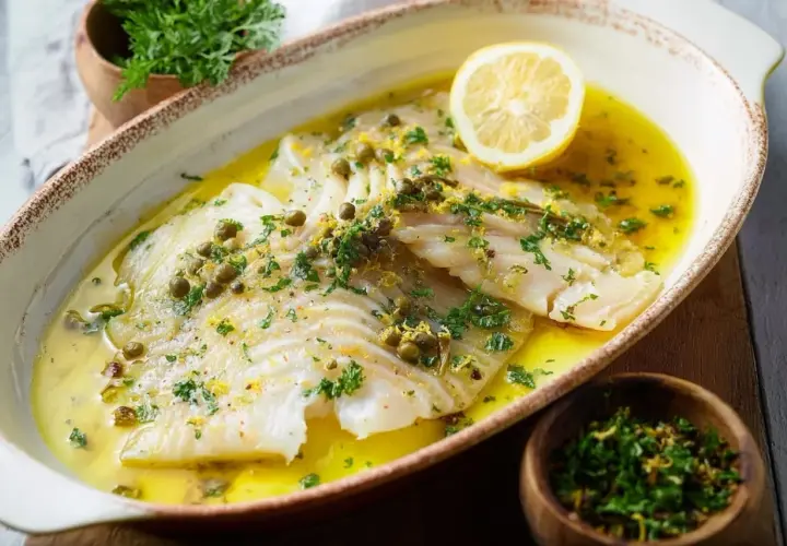 Délicieuse recette raie à la poêle, nappée d'une sauce citronnée et garnie de câpres et persil frais. Un plat léger et savoureux.
