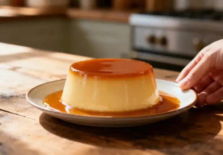 Un délicieux crème caramel, prêt à être dégusté. Une recette simple pour un dessert parfait.