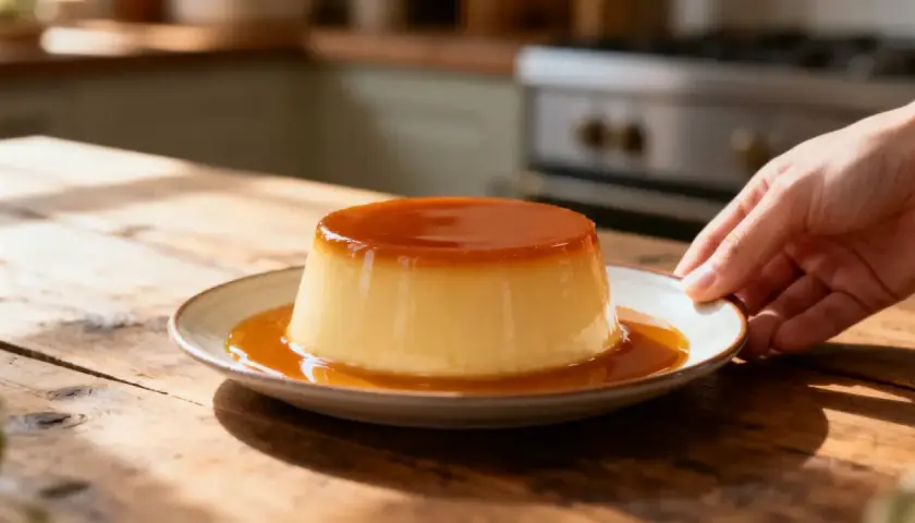 Un délicieux crème caramel, prêt à être dégusté. Une recette simple pour un dessert parfait.