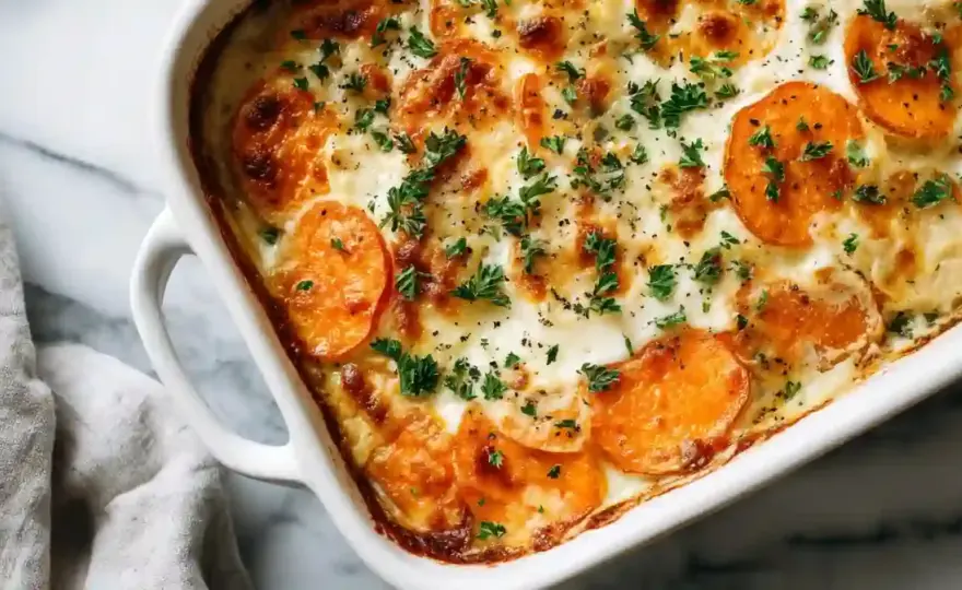 Gratin de patate douce fondant et bien doré
