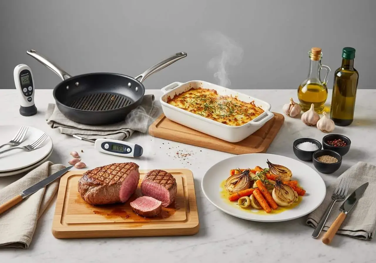 Un filet mignon moelleux, parfaitement rôti, prêt à être dégusté. Une recette idéale pour un repas d'exception.