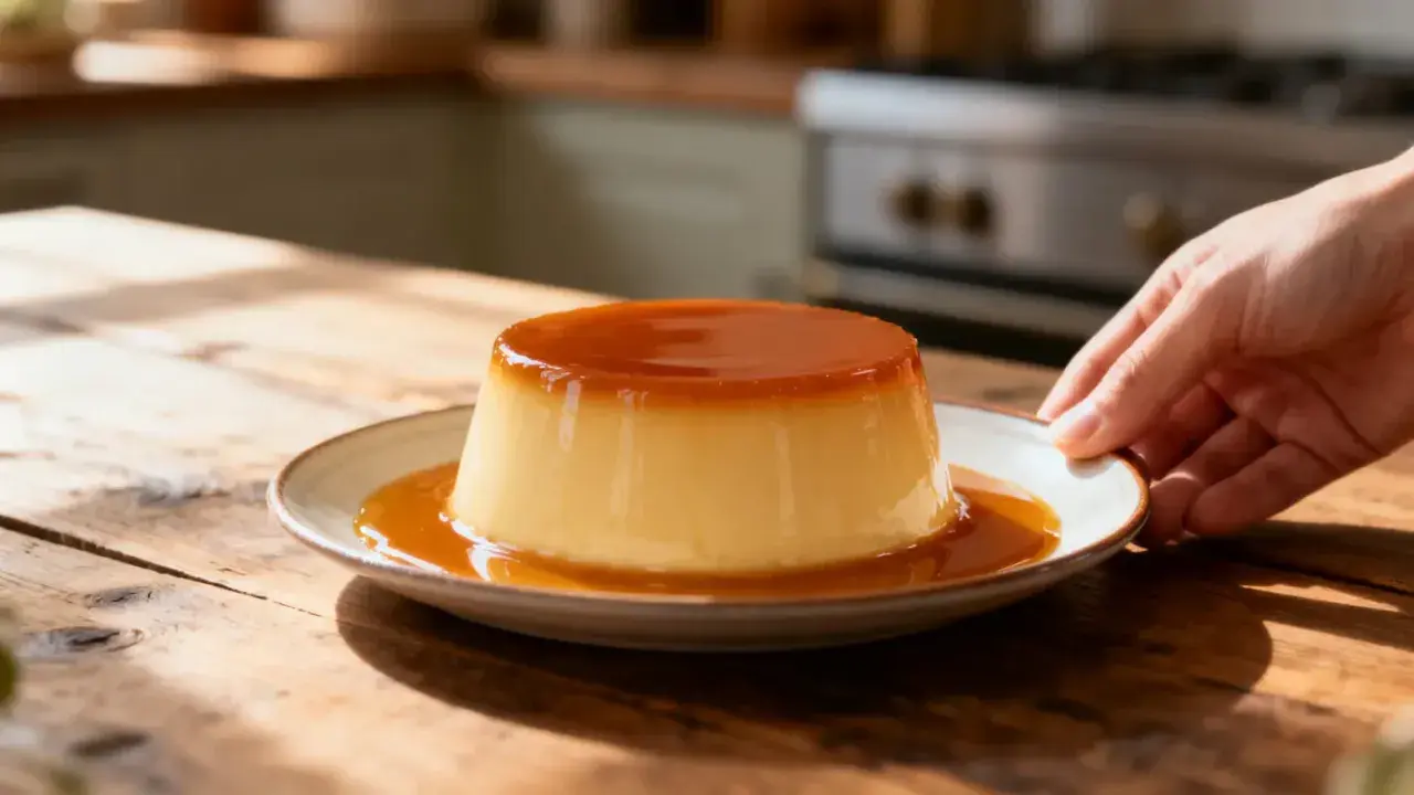 Un délicieux crème caramel, prêt à être dégusté. Une recette simple pour un dessert parfait.