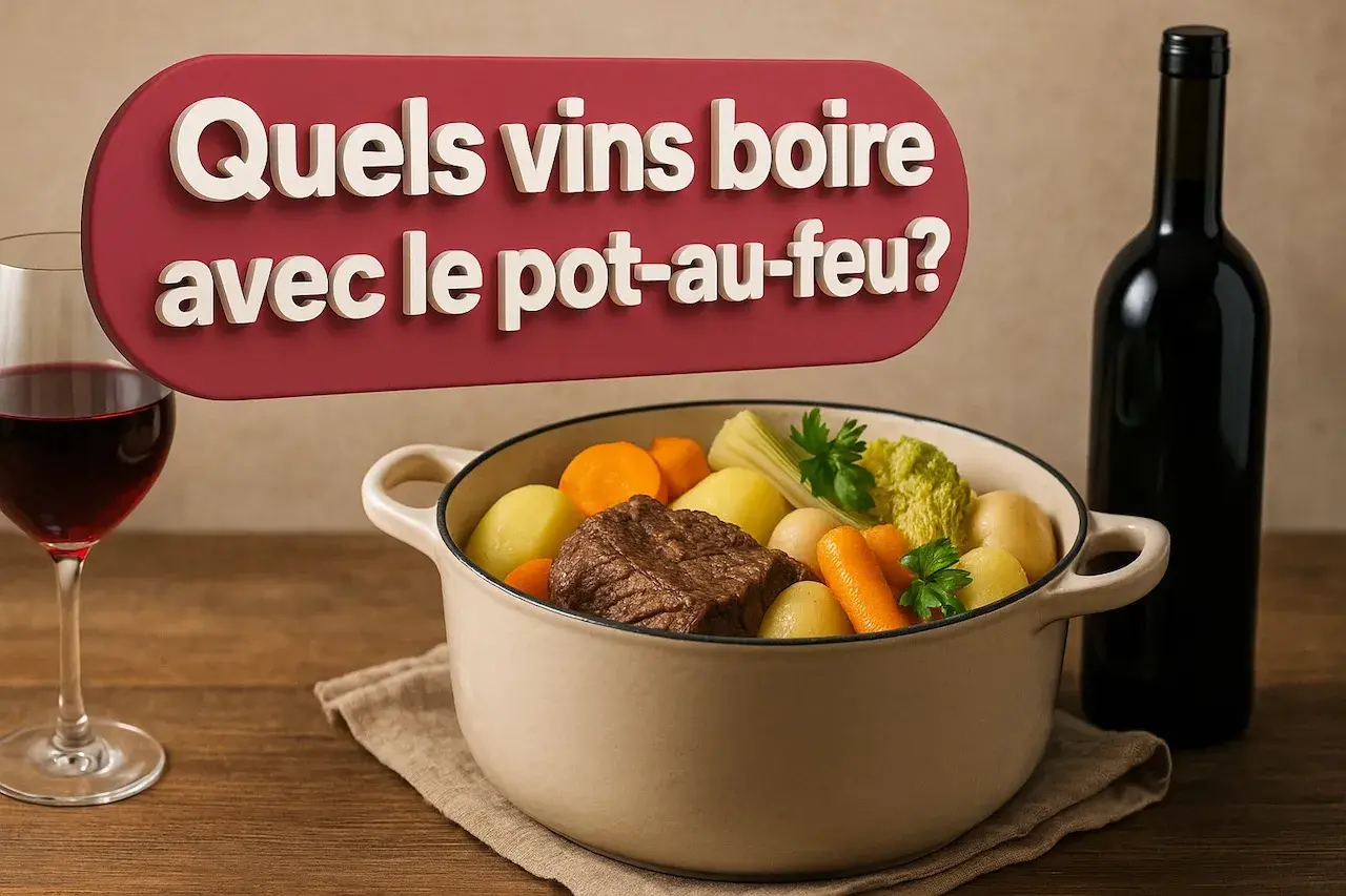 Un pot-au-feu savoureux avec carottes, pommes de terre et un verre de vin rouge. Quel accord vin pot au feu sera parfait ?