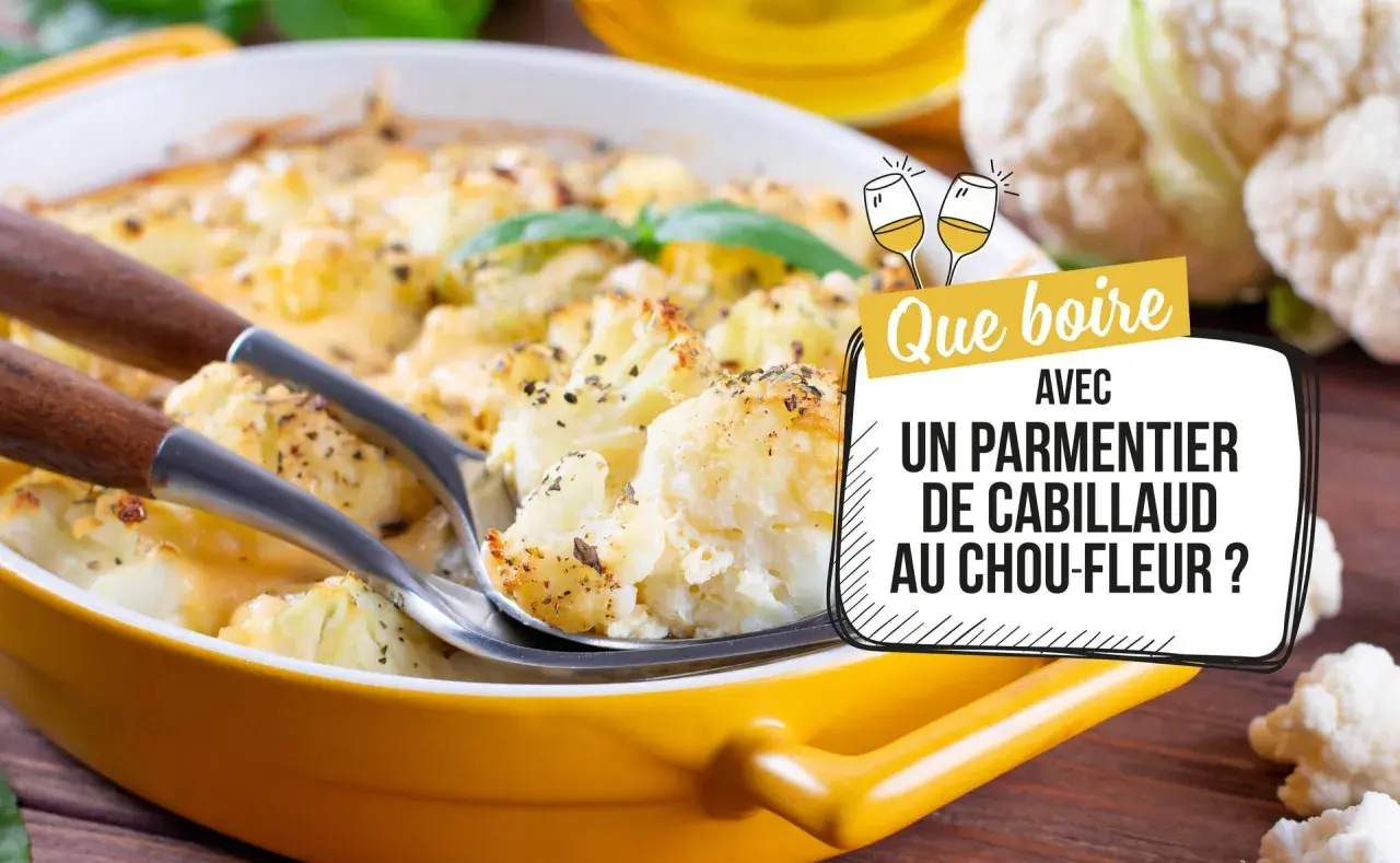 Un gratin de poisson et chou-fleur, parfait pour savoir quel vin avec du cabillaud.