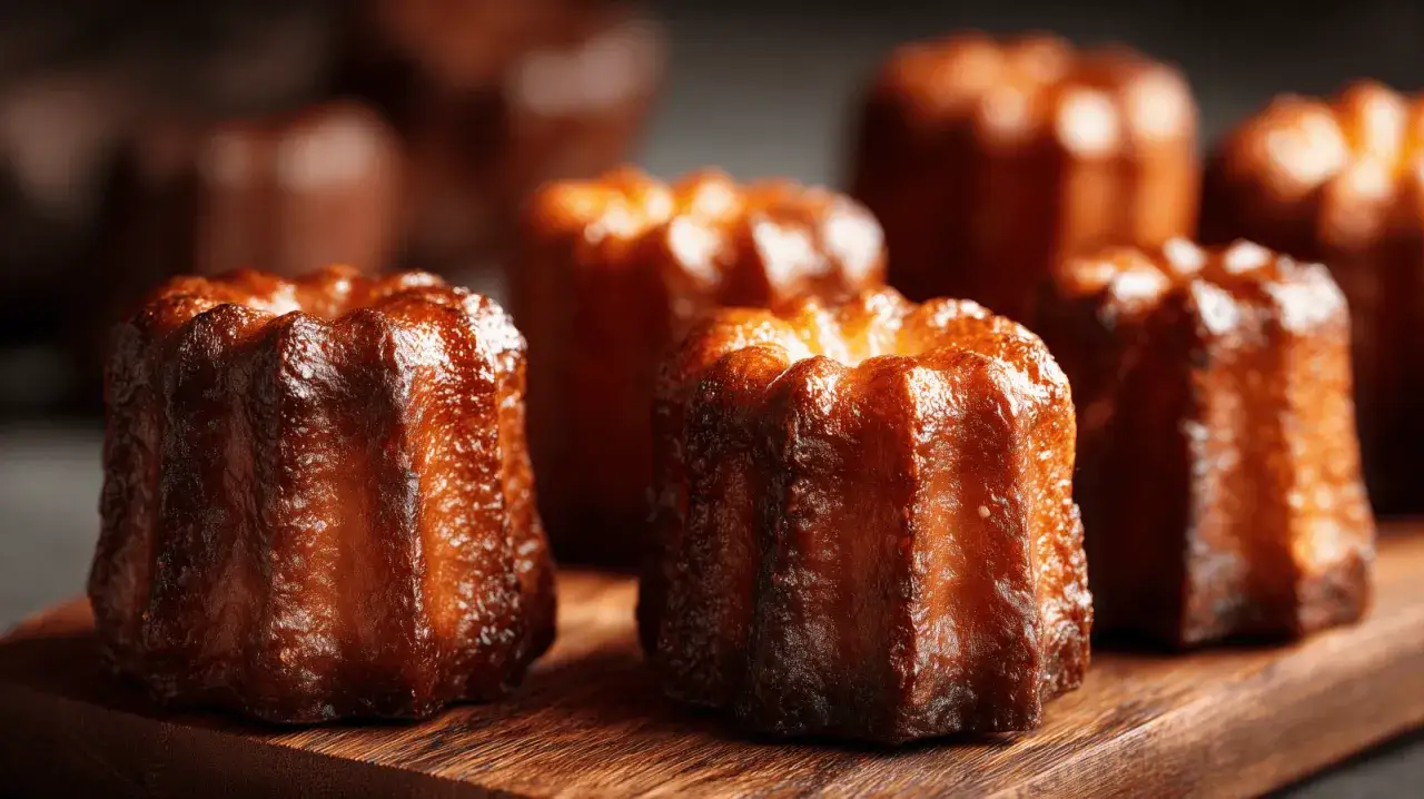 Délicieux cannelés dorés, parfaits pour une recette facile de mini cannelés. Leur croûte caramélisée et leur cœur moelleux invitent à la dégustation.